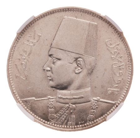 Egypt, AH 1358, 1939, Fuad I, 5 piastres, Ag 6.99 g.