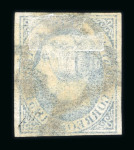 Stamp of Spain 1851, Isabel II 6 Reales blue used, very fine.