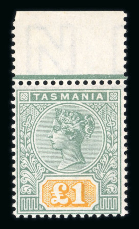 Stamp of Australia » Tasmania 1892-99 1/2d to £1 mint set of 10, with the £1 mint n.h. top marginal