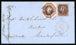 Stamp of Great Britain » 1847-54 Embossed 1854 (Mar) envelope sent registered from Gloucester to Macclesfield with Embossed 6d and 1d red imperf.