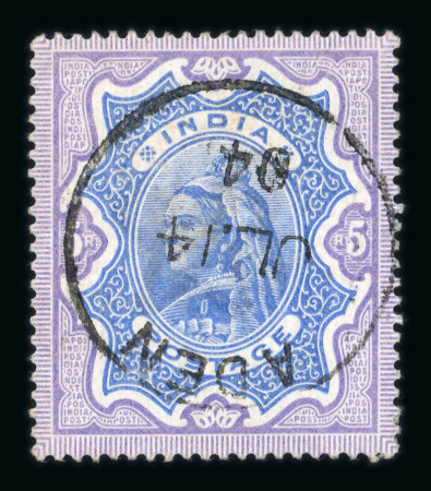 Stamp of Aden 1892-1897,  India 2R, 3R and 5R with Aden JL 14 04