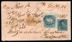 Stamp of Mauritius » 1859 Lapirot Issue 1859 Lapirot 2d, early impression, large to huge margins (pos.6), in combination with 1858-62 Britannia 6d blue on cover to India