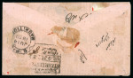 Stamp of Mauritius » 1859 Lapirot Issue 1859 Lapirot 2d, early impression, large to huge margins (pos.6), in combination with 1858-62 Britannia 6d blue on cover to India