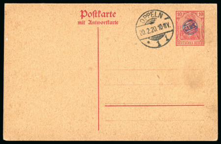 Stamp of Germany » Plebiscite Areas » Upper Silesia 1920, Germania 10pfg red stationery card pay reply