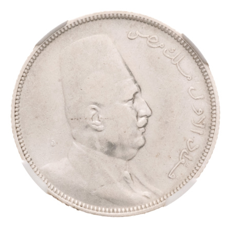 Egypt, 1916-1939, 7 cleaned silver coins in NGC holders. 