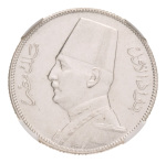 Egypt, 1916-1939, 7 cleaned silver coins in NGC holders. 