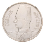 Egypt, 1916-1939, 7 cleaned silver coins in NGC holders. 