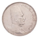 Egypt, 1916-1939, 7 cleaned silver coins in NGC holders. 