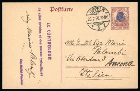 Stamp of Germany » Plebiscite Areas » Upper Silesia 1920, Germania 15pfg lilac brown stationery card with