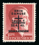 Stamp of France » Libération Sigmaringen : 1945, Hitler 3 Mark rouge surchargé neuf