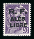Stamp of France » Libération Alès : 1944, Mercure 10 cts bleu et 40cts violet neuf ** mnh, signé