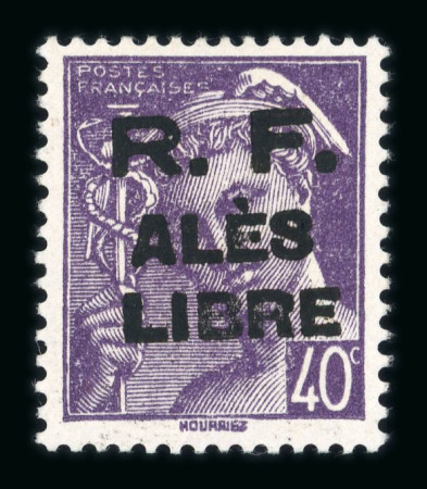Stamp of France » Libération Alès : 1944, Mercure 10 cts bleu et 40cts violet neuf ** mnh, signé