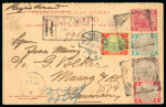 Stamp of Malaysia » Federated Malay States 1905 (Sep 28) 3c outward portion of a reply paid card sent uprated  and sent registered from Taiping to Germany 