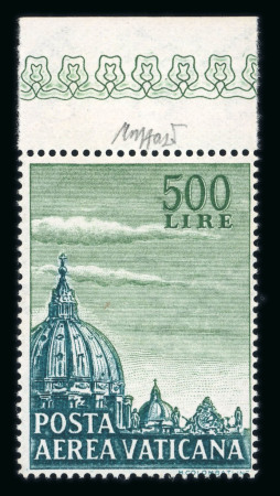 Stamp of Aerophilately » Airmails Vatican 1958 CUPOLA 500L with rare perforation 14x14 1/4 mint n.h.