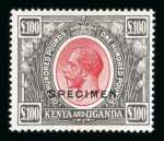 Stamp of Kenya, Uganda and Tanganyika » Kenya, Uganda and Tanganyika 1922-27 £100 red and black with "SPECIMEN" overprint in black