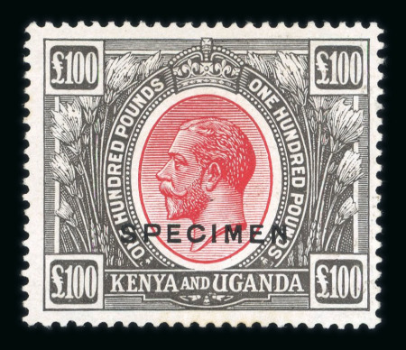 Stamp of Kenya, Uganda and Tanganyika » Kenya, Uganda and Tanganyika 1922-27 £100 red and black with "SPECIMEN" overprint in black