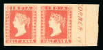 Stamp of India » 1854 Lithographs 1854 "9 1/2 arches" 1/2a vermillion unused right marginal pair