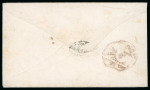 Stamp of Persia » 1868-1879 Nasr ed-Din Shah Lion Issues » 1875 Wide Spacing (SG 5-13) (Persiphila 5-9) 1876 (Apr 29) envelope from Teheran to Tabriz, franked with Lion 1 Shahi type C & 4 Shahis type D tied by TEHERAN red cds