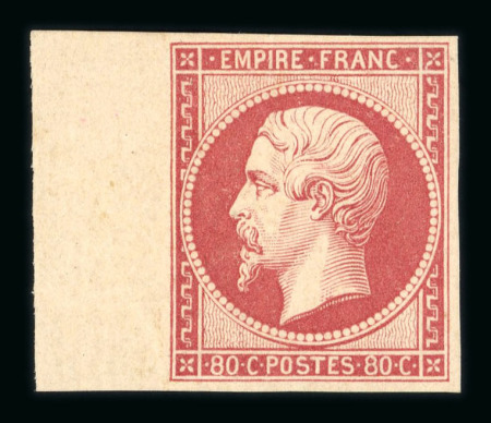 Stamp of France » Empire 1853-1862 1853, Napoléon III 80cts carmin clair YT n° 17Aa neuf *, superbe