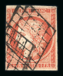 Stamp of France » Type Cérès de 1849-1850 1849, 1f vermillon YT n° 7a oblitéré, superbe qualité standard, file