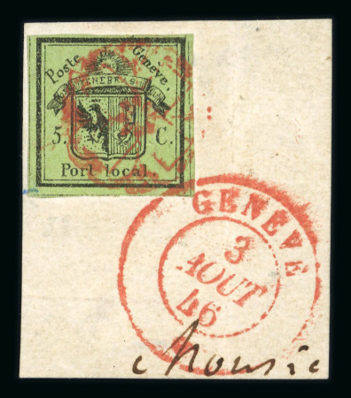 Stamp of Switzerland / Schweiz » Kantonalmarken » Genf 1846, rechte Hälfte der Doppelgenf, ohne oberes Schriftband