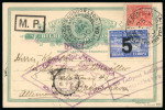 Stamp of Brazil » Airmails The Rarest Zeppelin Stamp in Existence: Brazil 1930 Parahyba Provisional "5" handstamp on 20.000r Zeppelin stamp on 1930 (May 25) postcard
