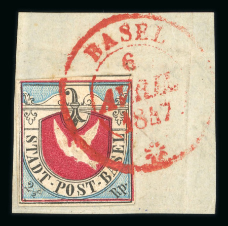 Stamp of Switzerland / Schweiz » Kantonalmarken » Basel 1847, Basler Taube, in der 1. lebhaftblauen Nuance