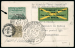Stamp of Brazil » Airmails 1930 5000r green Zeppelin showing interesting variety missing the upper part of the overprint, on 1930 (May 25) postcard from Rio de Janeiro