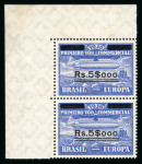 Stamp of Brazil » Airmails 1930 Zeppelin 5000 on 20000 blue mint n.h. pair from the upper left corner