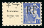 Stamp of France » Libération MONTREUIL-BELLAY (Maine et Loire) : n°8B 10c outremer,