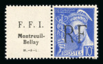 Stamp of France » Libération MONTREUIL-BELLAY (Maine et Loire) : n°8B 10c outremer,