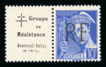Stamp of France » Libération MONTREUIL-BELLAY (Maine et Loire) : n°8B 10c outremer,