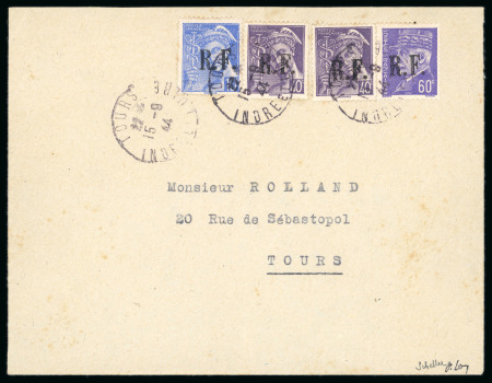 Stamp of France » Libération TOURS MAIRIE (Indre-et-Loire) : n°1 Mecure 10c bleu