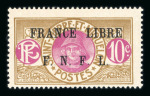 Stamp of Colonies françaises » St. Pierre et Miquelon 1941, 10cts bistre et rose-lila Y&T n° 232 avec surcharge