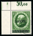 Stamp of Colonies françaises » Sarre 1920, timbre de Bavière 10mk vert-jaune Y&T n° 31 oblitéré