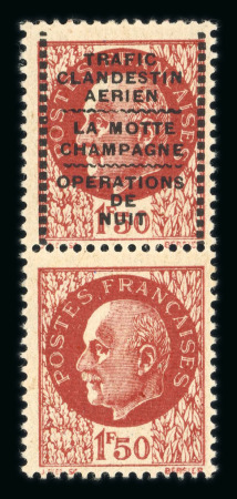 Stamp of France » Libération MONTREUIL-BELLAY, 1944, timbre Pétain Trafic Clandestin