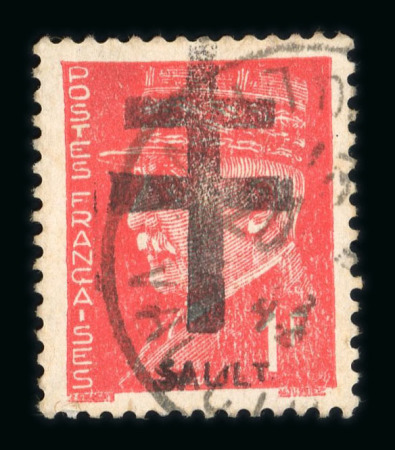 Stamp of France » Libération SAULT : 1944, type Pétain 1f rouge (Mayer n° 1) oblitéré, 