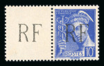 Stamp of France » Libération MONTREUIL-BELLAY : 1944, Mercure 10cts bleu République