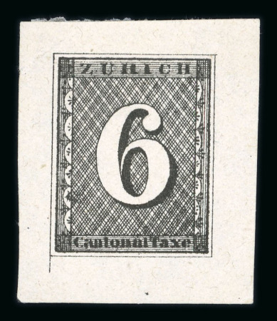 Stamp of Switzerland / Schweiz » Kantonalmarken » Zürich Falscher Einzelabzug einer Zürich 6 auf weissem Papier