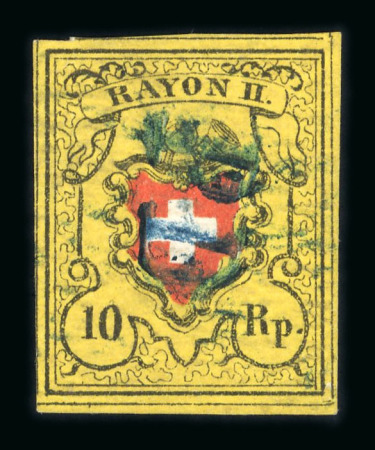 Stamp of Switzerland / Schweiz » Rayonmarken » Rayon II, gelb, ohne Kreuzeinfassung (STEIN B1) 1850, Rayon II, Type 40 des Steins B-RU