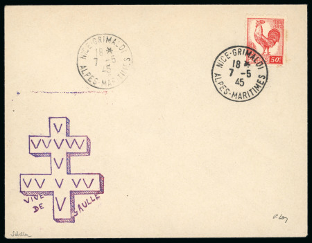 Stamp of France » Libération NICE : 1944, type Coq 40cts bleu, 50cts rouge et Arc