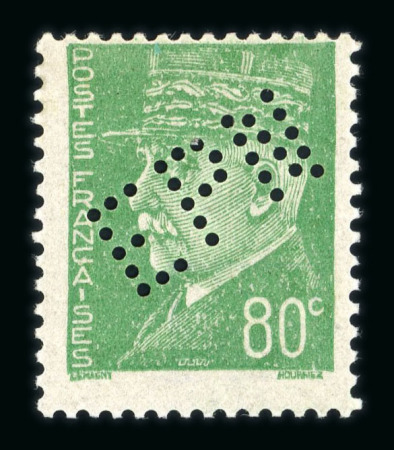 Stamp of France » Libération NANCY : 1942, type Pétain 80cts vert perforation EPN