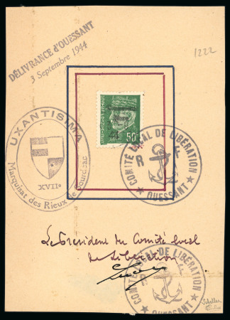 Stamp of France » Libération OUESSANT (Finistère) : Mayer n°28 50c vert avec signature