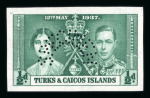 Stamp of Turks and Caicos Islands 1937 Coronation ½d. to 3d. set of three  variety imperforate.