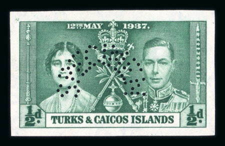 Stamp of Turks and Caicos Islands 1937 Coronation ½d. to 3d. set of three  variety imperforate.