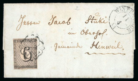 Stamp of Switzerland / Schweiz » Kantonalmarken » Zürich 1844, Zürich 6, auf kleinem Brief von Winterthur nach Oberhof in Hinwil