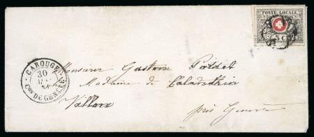 Stamp of Switzerland / Schweiz » "Waadt", "Neuenburg", "Winterthur" 1851, Waadt 5, auf Damenbriefumschlag von Carouge 