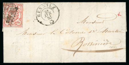 Stamp of Switzerland / Schweiz » Rayonmarken » Rayon III, kleine Ziffer (Cts.) 1852, Rayon III, kleine Wertziffern Centimes auf Brief von Henniez