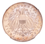 Germany, Lübeck, 1907 5 Mark, Proof (Polierte Platte),