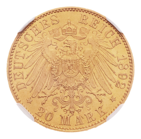 Germany, Hessen, 1892, Ludwig IV, 20 Mark, Au. 